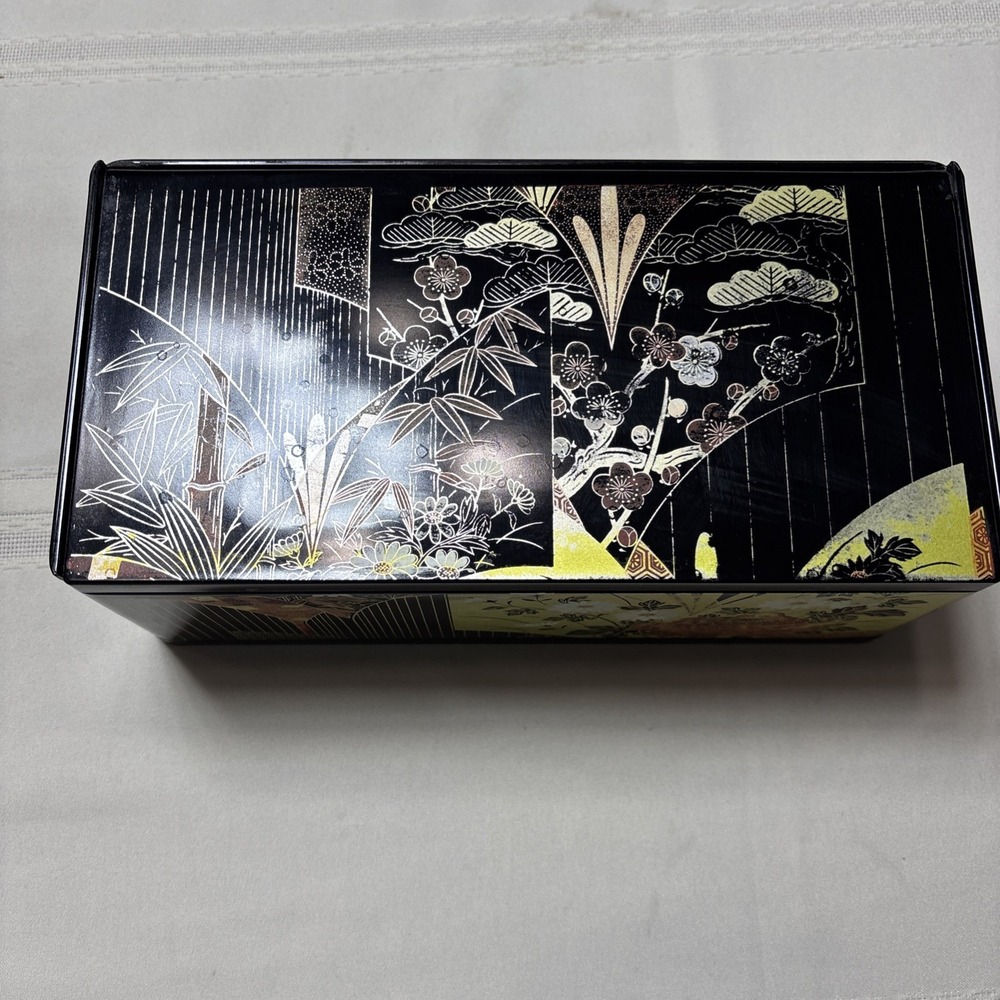Vintage Tissue Box Holder With Flip Up Mirror Floral Design Made In Japan